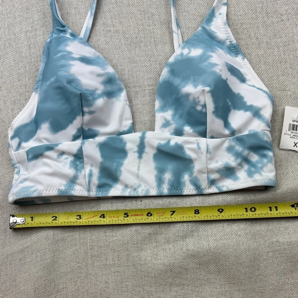 Bar III ABALONE BLUE Spiraling Long-Line Bikini Swim Top US X-Small